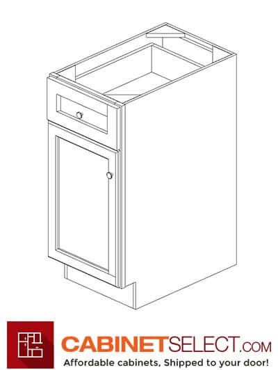 PR-B15: Petit Brown Shaker 15″ 1 Drawer 1 Door Base Cabinet