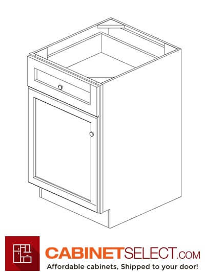 AW-B21: Ice White Shaker 21" 1 Drawer 1 Door Base Cabinet
