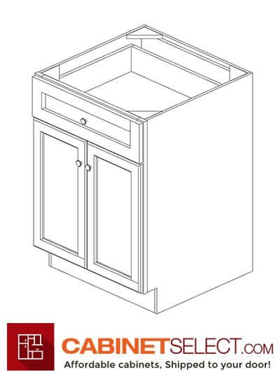AW-B24B: Ice White Shaker 24" 1 Drawer 2 Door Base Cabinet