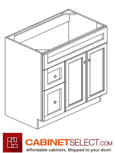 AW-S3621BDL-34-1/2”: Ice White Shaker 36" Left drawers (2) Vanity