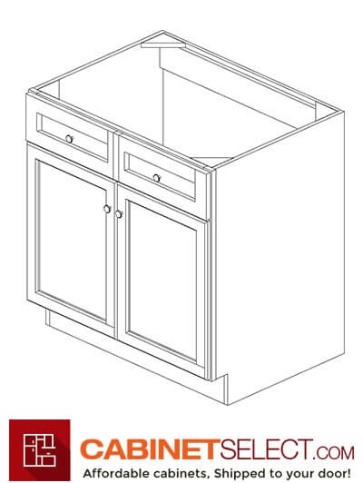 AW-SB33B: Ice White Shaker 33" 2 Door Sink Base Cabinet