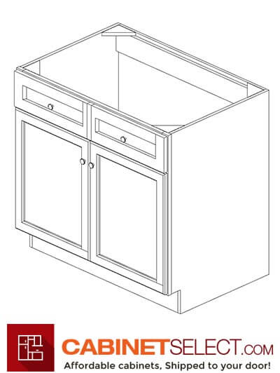 AW-SB36B: Ice White Shaker36" 2 Door Sink Base Cabinet