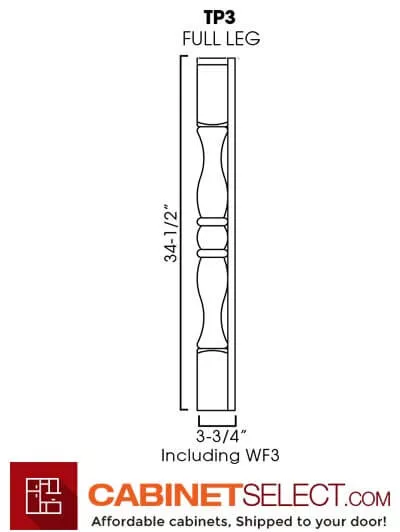 AW-TP3/WF34-1/2”: Ice White Shaker - Decorative Leg + Wall Filler