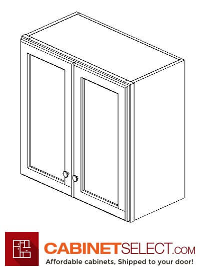 PW-W2424B: Petit White Shaker 24″ Double Door Bridge Wall Cabinet