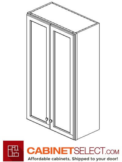 AW-W2442B: Ice White Shaker 24" Double Door Wall Cabinet