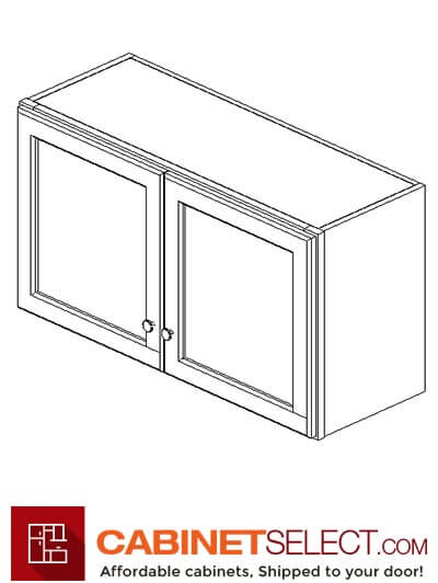 PW-W3618B: Petit White Shaker 36″ Double Door Bridge Wall Cabinet
