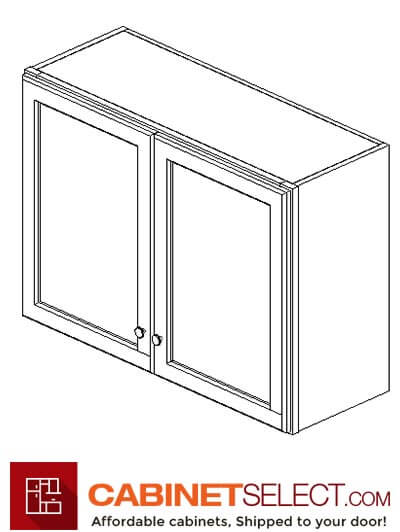 AW-W3324B: Ice White Shaker 33" Double Door Bridge Wall Cabinet