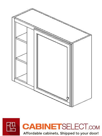 AW-WBLC39/42-3642: Ice White Shaker 39″ 1 Door Blind Corner Wall Cabinet