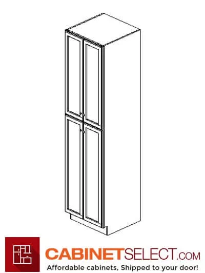 AW-WP2484B: Ice White Shaker 24" 2 Door Pantry Cabinet