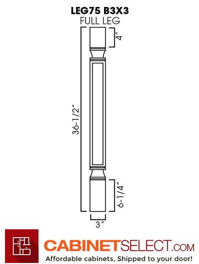 AG-LEG75 B3x3: Greystone Shaker Decor Leg