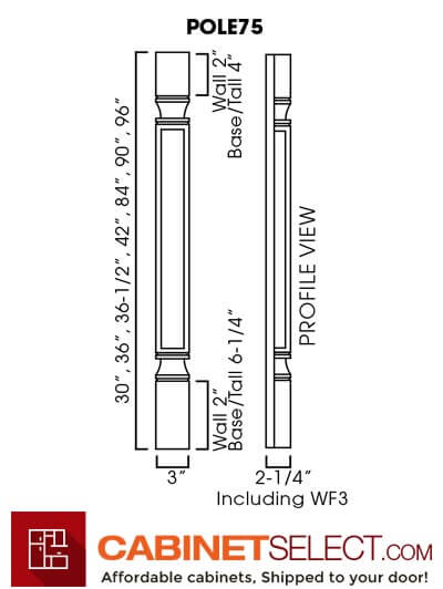 AG-POLE75-B3x3: Greystone Shaker Decor Leg