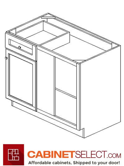 PR-BBLC45/48-42″ W: Petit Brown Shaker 45″ 1 Drawer 1 Door Blind Corner Base Cabinet