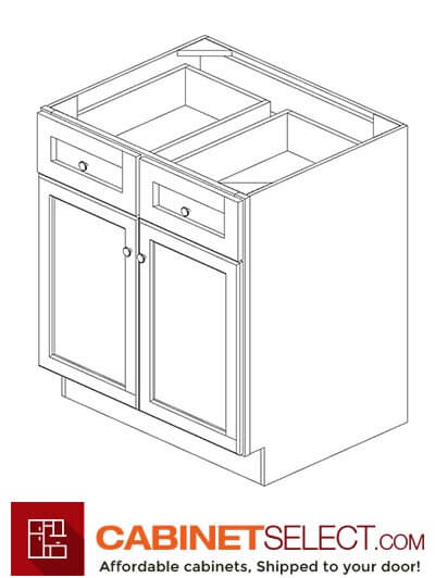 CYOF-B30B: Country Oak Classic 30" 2 Drawer 2 Door Base Cabinet