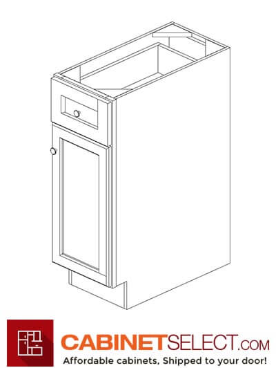 GW-B12: Gramercy White 12" 1 Drawer 1 Door Base Cabinet
