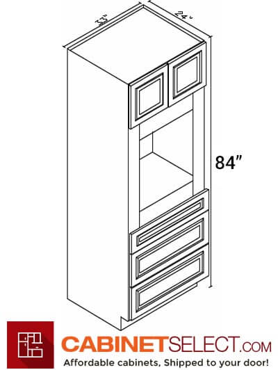 KC-OC3384B: Cherry Glaze 33" 3 Drawer 2 Door Oven Cabinet