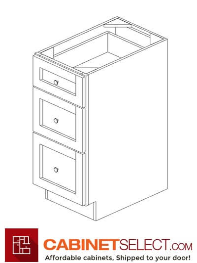 KE-DB15(3): Espresso 15" 3 Drawer Base Cabinet