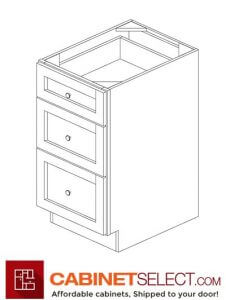 SL-DB18(3): Signature Pearl 18" 3 Drawer Base Cabinet - CabinetSelect.com