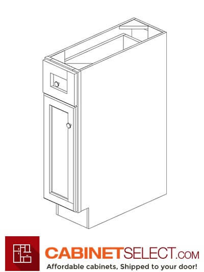 TW-B09: Uptown White 9″ 1 Drawer 1 Door Base Cabinet