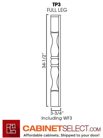 TW-TP3/WF34-1/2”: Uptown White Decor Leg