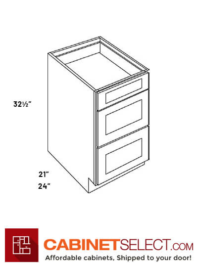 L10-DB15HA: Luxor White 15″ Three Drawer Base Cabinet ADA