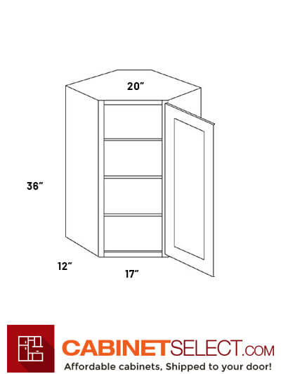 L10-CW2436: Luxor White 24″ Single Door Diagonal Corner Wall Cabinet