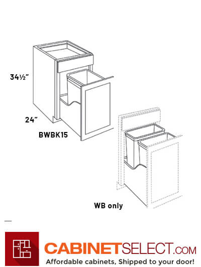 Waste Basket Cabinets Bwbk15 1 B