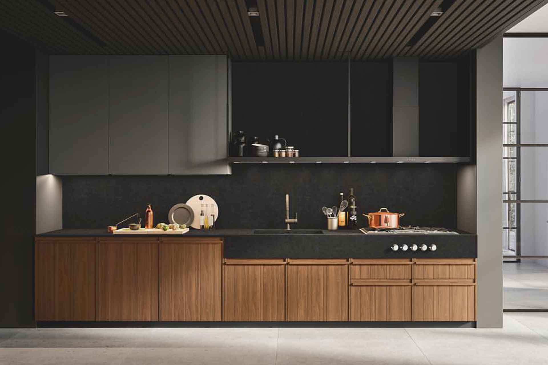 Modern Dark Wood Kitchen Cabinet Theme