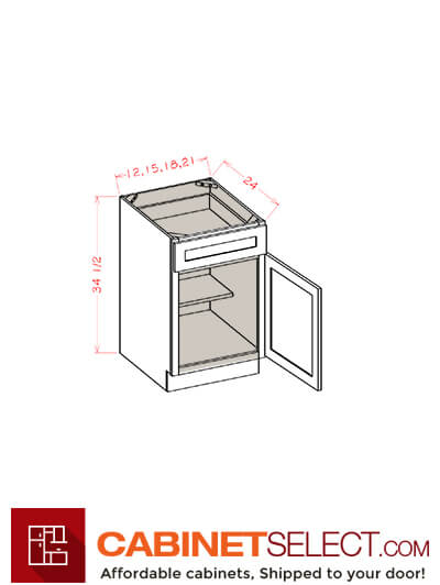 TWH-B18: Torrance White 18″ Single Drawer Single Door Base Cabinet