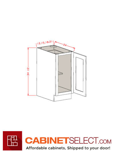 TWH-B15FH: Torrance White 15″ Single Door Base Cabinet
