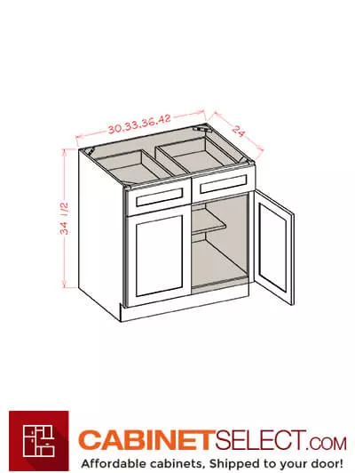 SCN-B42: Shaker Cinder 42″ Double Door Double Drawer Cabinet