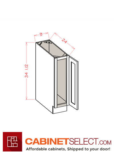 SG-BT9: Shaker Grey 9″ Single Door Base Cabinet