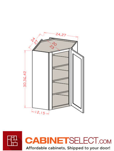 SG-DCW2742: Shaker Grey 42″ High Diagonal Wall Cabinet 27″ Wide