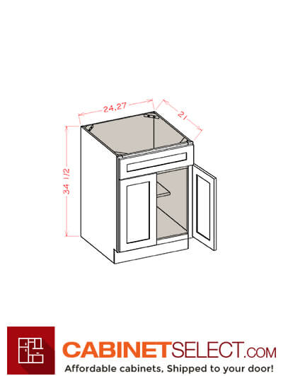 TWH-VS27: Torrance White 27″ Vanity Sink Base Double Door Single Drawer Front