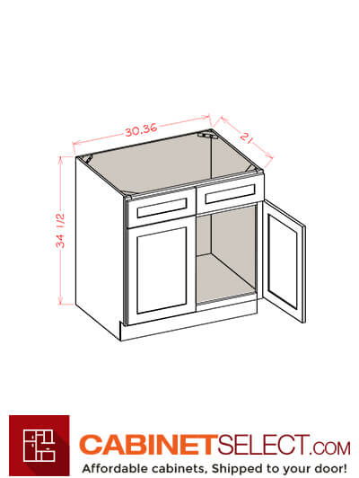 TWH-VS30: Torrance White 30″ Vanity Sink Base Double Door Double Drawer Front
