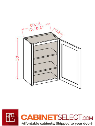 WS-W1830: Shaker White 18″ Single Door 30″ High Wall Cabinet