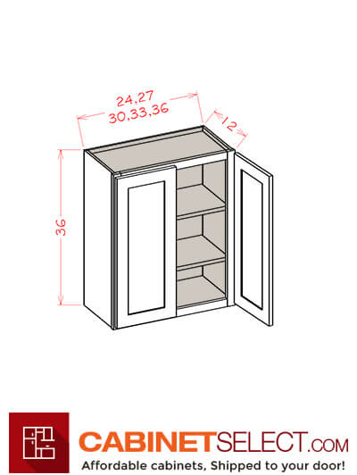 SG-W3636: Shaker Grey 36″ Double Door 36″ High Wall Cabinet