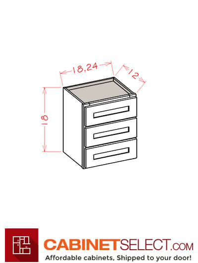 WS-W3D24: Shaker White 24″ Three Drawer Wall Cabinet