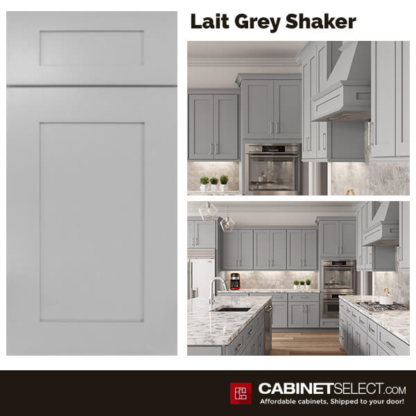 10x10 Lait Grey Shaker Kitchen Cabinets, Grey Shaker Kitchen Cabinets