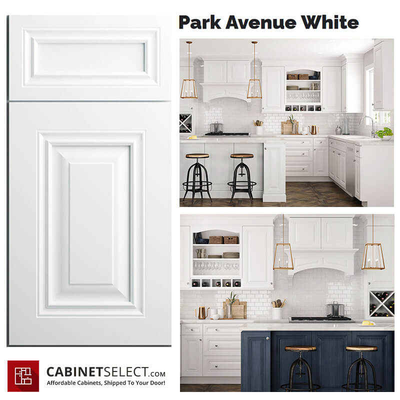 Park Avenue White Cabinets | Raised Panel Kitchen Cabinets