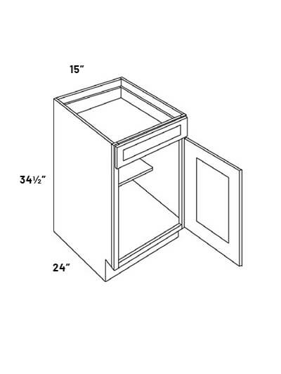 FB10-B15: Fashion White – 15″ Single Drawer, Single Door Base Cabinet