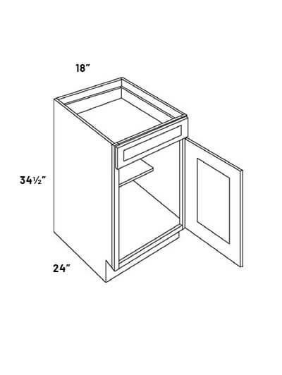 FB10-B18: Fashion White – 18″ Single Drawer, Single Door Base Cabinet