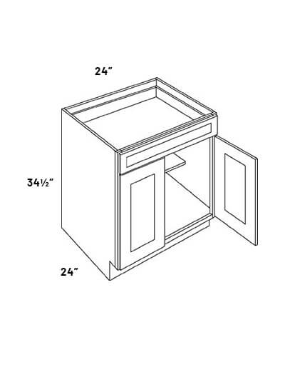 FB10-B24: Fashion White – 24″ Single Drawer, Double Door Base Cabinet