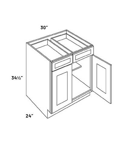 B30 30in Double Drawer Double Door Base Cabinet