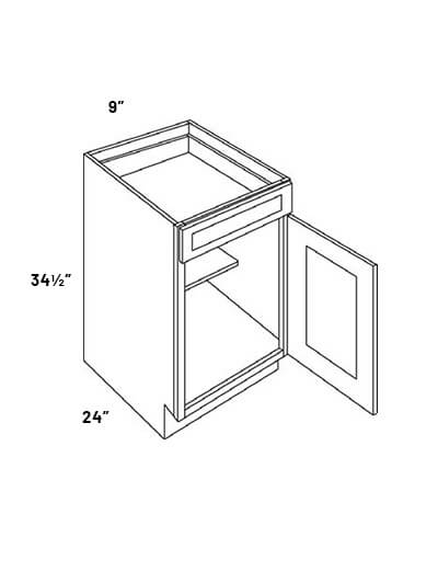 B9 9in Single Drawer Single Door Base Cabinet