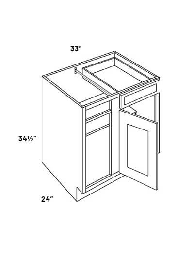 Blb3942 Wcd 33in Blind Base Corner Cabinet With 12in Doordrawer And Cutlery Divider