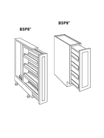 Bsp6 6in Wide Single Door Base Spice Cabinet