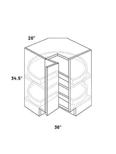 Car36 36in Wide Square Corner Door Base Cabinet Lazy Susan