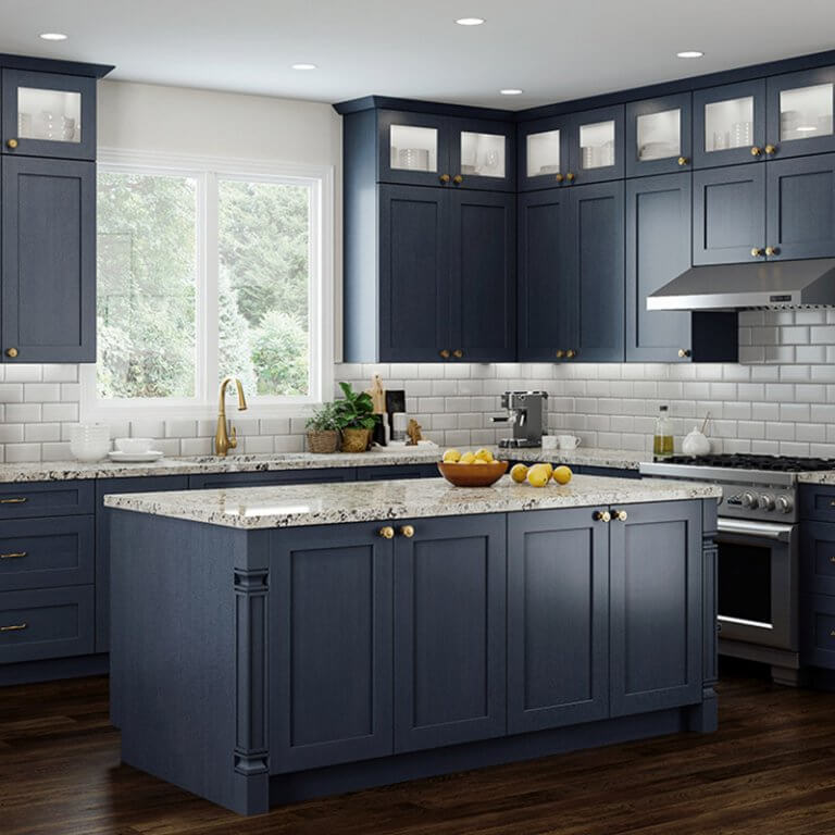 10x10 Elegant Ocean Blue Kitchen Cabinets | CabinetSelect.com