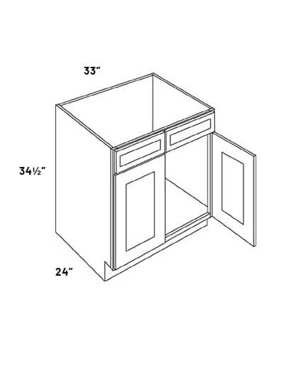 PB10-SB33: Park Avenue White – 33″ Wide Double Door Sink Base Cabinet