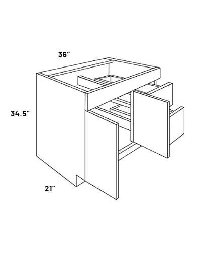 V3621dr 34.5 36in Wide Vanity Double Door Base Cabinet With 2 Right Drawers